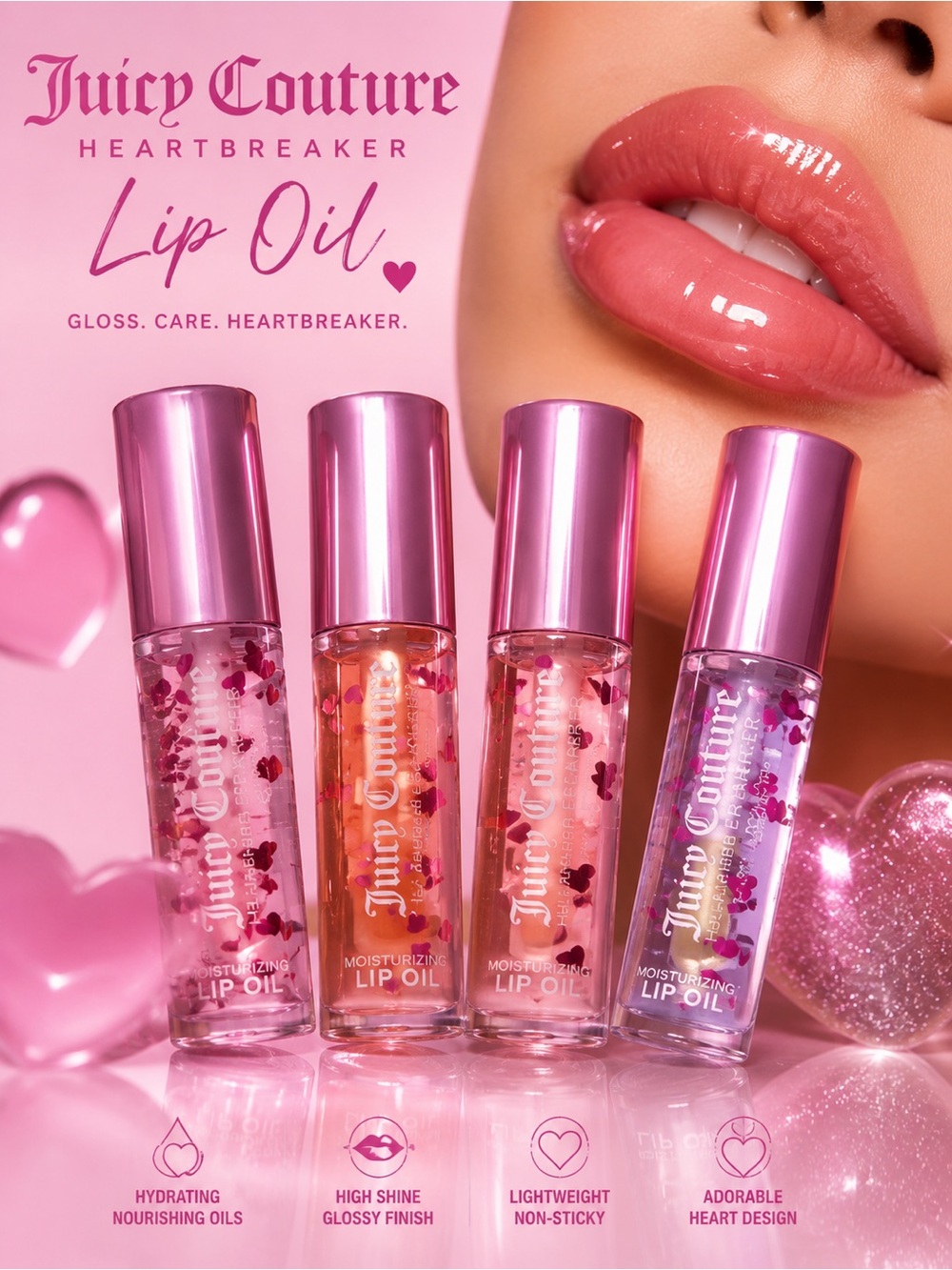 Juicy Couture Heartbreaker Lip Oil — Hydrating Gloss Bundle of 3